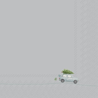 Tiny Christmas Car Blue Grey Lunch Napkins