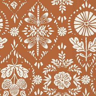 Floral Ornament Orange Lunch Napkins