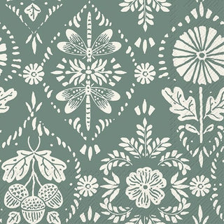 Floral Ornament Blue Lunch Napkins