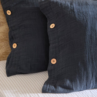 Lark Cotton Muslin Double Duvet Cover Set Navy