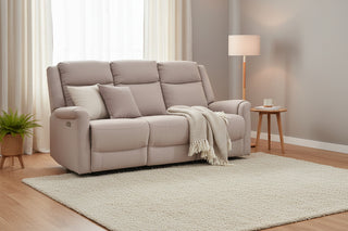 Lexus 3 Seater Power Recliner Taupe