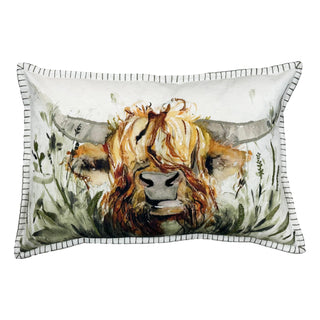 Lachlan Highland Cow Cushion Sage