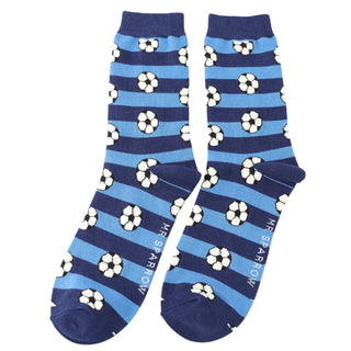 Footballs & Stripes Navy Socks
