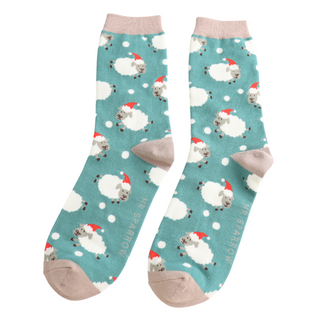 Santa Sheep Green Socks