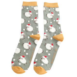 Santa Sheep Olive Socks