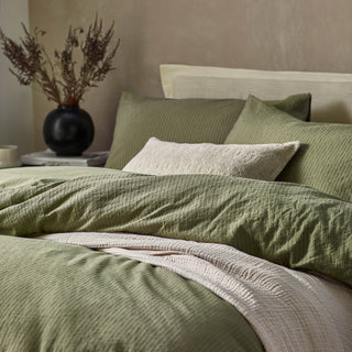 Malton Stripe Single Duvet Set Forest Green