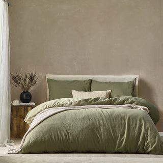 Malton Stripe King Size Duvet Set Forest Green