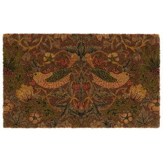 Morris & Co Printed Strawberry Thief Red Coir Door Mat