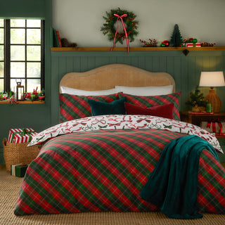 Nathalie Bows Super King Duvet Set Berry/Pine