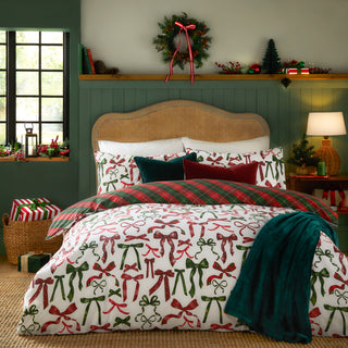 Nathalie Bows King Size Duvet Set Berry/Pine
