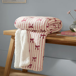 Noortje Bows Sherpa Fleece Throw Silk Pink