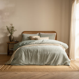 Perrie Leaf Muslin Forest Double Duvet Set