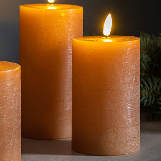 LED Candle Rustic Amber Med