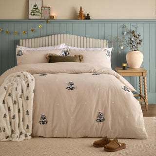 Pine Tree Tufted Brushed Super King Duvet Cover Set Natural