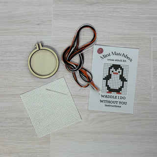 Waddle I Do Without You Mini Matchbox Cross Stitch Kit