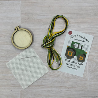 Keep Calm and Plough On! Mini Matchbox Cross Stitch Kit