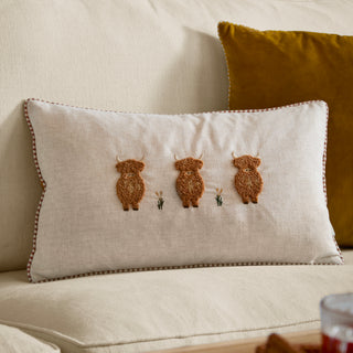 Ramble Highland Cow Tufted Cushion Ginger