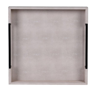 Ivory and Black Faux Shagreen Tray Lrg