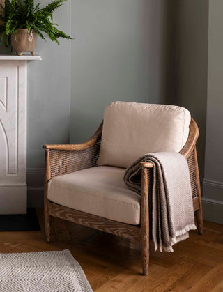 Leigh Herringbone Throw Natural Wool