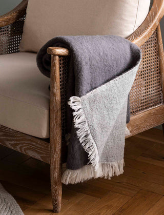 Leigh Reversible Throw Grey Wool