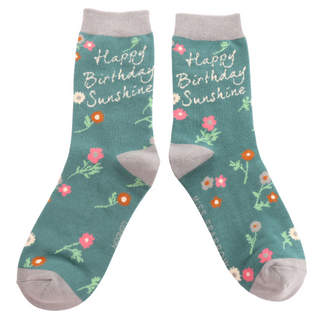 Birthday Sunshine Teal Socks