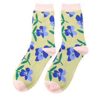 Pansies Green Socks