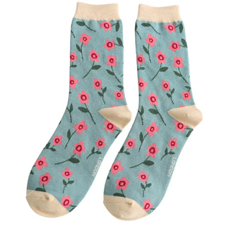 Petite Flowers Duck Egg Socks