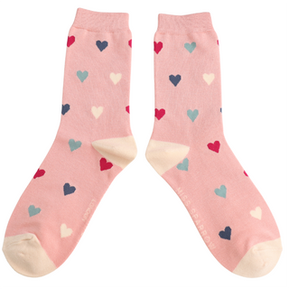 Multi Hearts Socks Dusky Pink