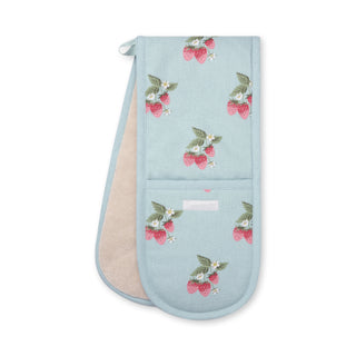 Strawberries Blue Double Oven Glove