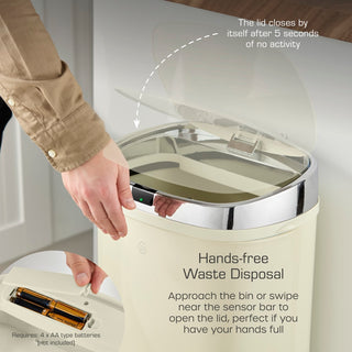 Townhouse 42L Cream Square Sensor Bin