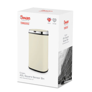 Townhouse 42L Cream Square Sensor Bin
