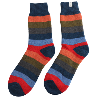 Wool Wide Stripes Teal Socks