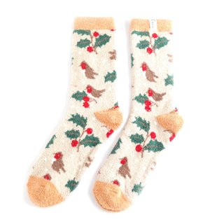 Fluffy Winter Hedgerow Silver Socks