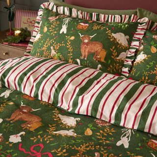 Twelve Days Frill Super King Duvet Set Green