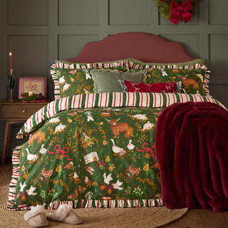 Twelve Days Frill Super King Duvet Set Green
