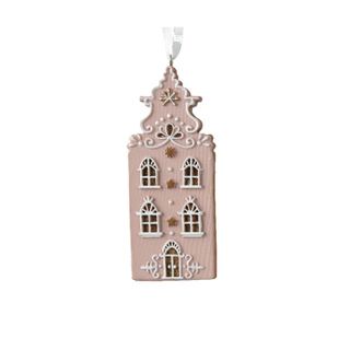 Pink Ornate House Shaped Tree Decoration