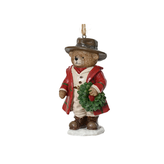 Resin Bear Holding Wreath Tree Decoration