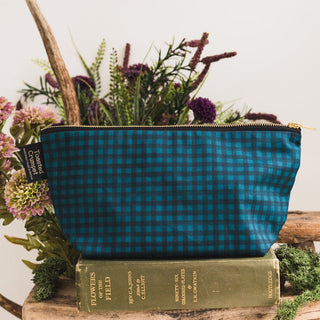 Midnight Blue Check Wash Bag