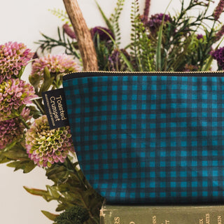 Midnight Blue Check Wash Bag