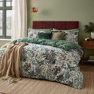 Winter Foliage Brushed King Duvet Cover Set Pine Green