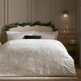 Winter Wreath Jacquard King Duvet Cover Set White
