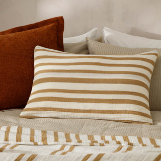 Woven Stripe Cotton Cushion Cinnamon
