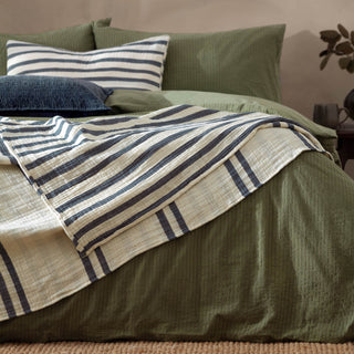 Woven Stripe Bedspread Dusk Blue