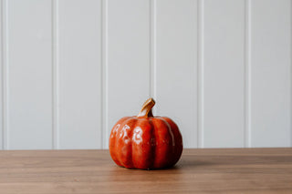 Large Burnt Orange Stoneware Pumpkin
