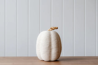 Tall Cream Cotton and Rope Pumpkin
