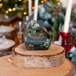 Frosted Fir & Holly Heart Guest Soaps