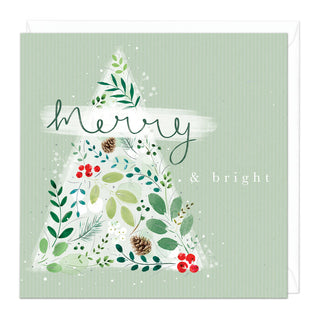 Merry & Bright Green Christmas Card