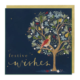 Festive Wishes Partridge in a Pear Tree Christmas Card