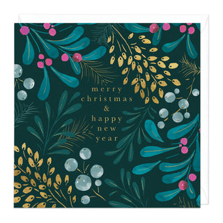 Merry Christmas & Happy New Year Foilage Card