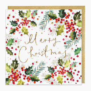 Holly and Winter Berries Christmas Card